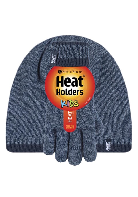 Wärmehalter - Kinder Jungen Winter warmes Fleece gefüttert isoliert stricken umdrehen Manschette gerippte Mütze und Handschuhe Set - DN2P8 - Image 2