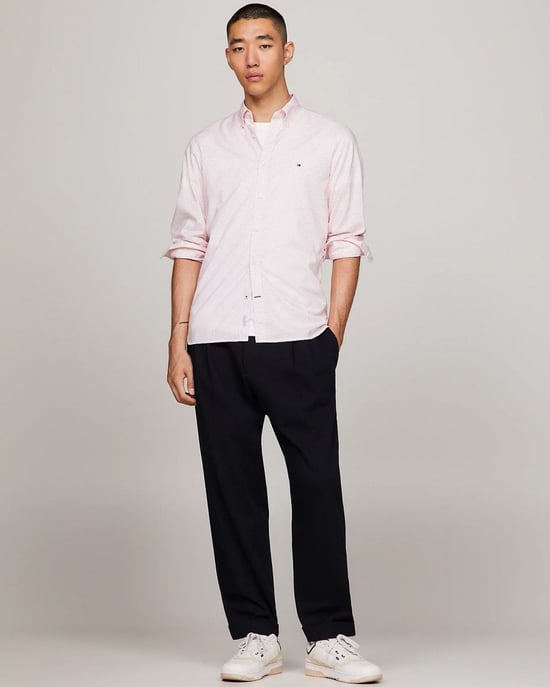 Tommy Hilfiger Flex Mini Print Long Sleeve Mens Slim Shirt