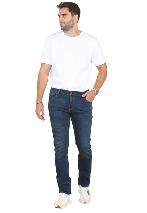 MYT Herren-Jeans mit geradem Bein, Hyper-Stretch-Denim in Dunkelblau - Image 6