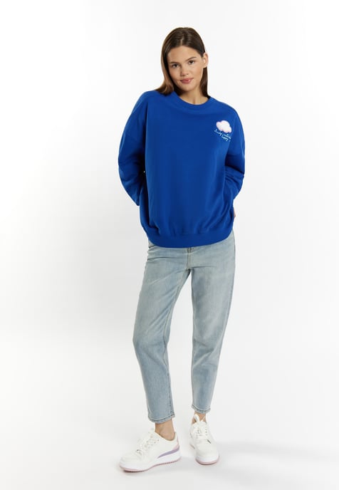 Mymo Sweatshirt mit Rundhalsausschnitt Damen royalblau - Image 2
