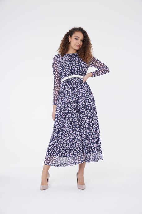 Stella Leopard Print Dress - Lilac