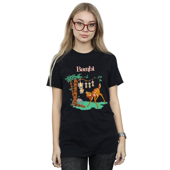 Disney Womens/Ladies Bambi Tilted Up Cotton Boyfriend T-Shirt (Black)