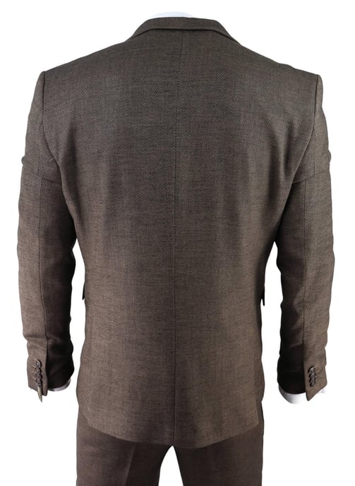 Herrenbraunes 3-teiliger Tweed-Hahnentrittmuster-Anzug Peaky Blinders Klassisch Maßgeschneidert - Image 6