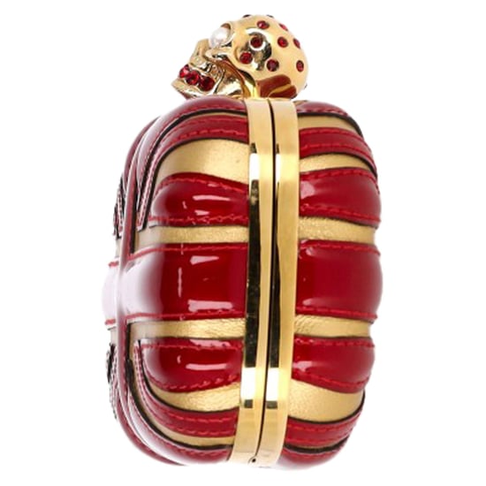 Alexander McQueen Britannia Skull Box Clutch Tasche aus rotem Lackleder - Image 4