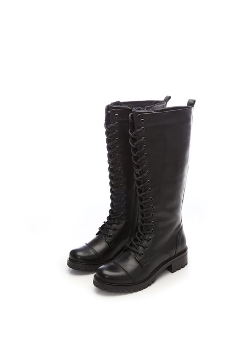 'Sh Irrona' Black Leather Knee High Boots