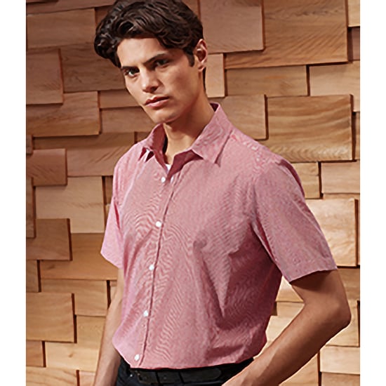 Premier Mens Gingham Short Sleeve Shirt (Rot/Weiß) - Image 4
