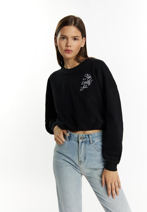 Mymo Sweatshirt kurz Damen schwarz - Image 3