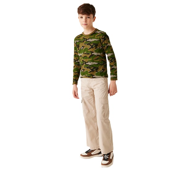 Regatta Childrens/Kids Wenbie III Camo Long-Sleeved T-Shirt (Nephrite Green)