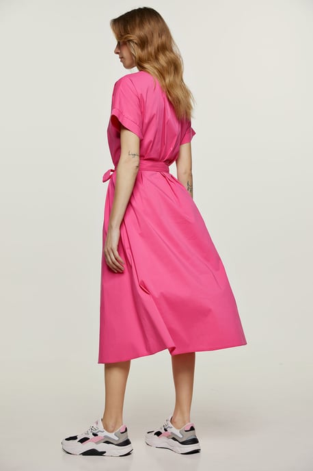 Fuchsia A Line Midikleid mit Gürtel - Image 3