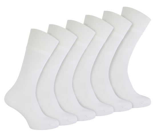 IOMI - 6 Pack Herren Diabetiker Bambus Socken | Extra breite nahtlose lockere nicht elastische Socken - Weiß - Image 1