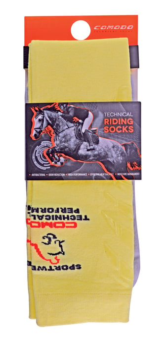 COMODO - Femme Chaussettes Equitation | Chaussettes Hautes Longues pour Eté - Jaune - Image 2