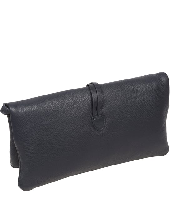 'Selene' Navy Nappa Leather Cross Body Clutch Bag