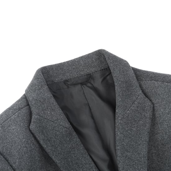 Men's Long Slim Fit Winter Warm Business Wool Coat Grey