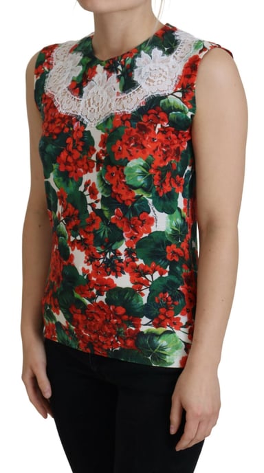 Dolce & Gabbana Damen Weiß Floral Wolle Spitzen Tank Top - Image 2