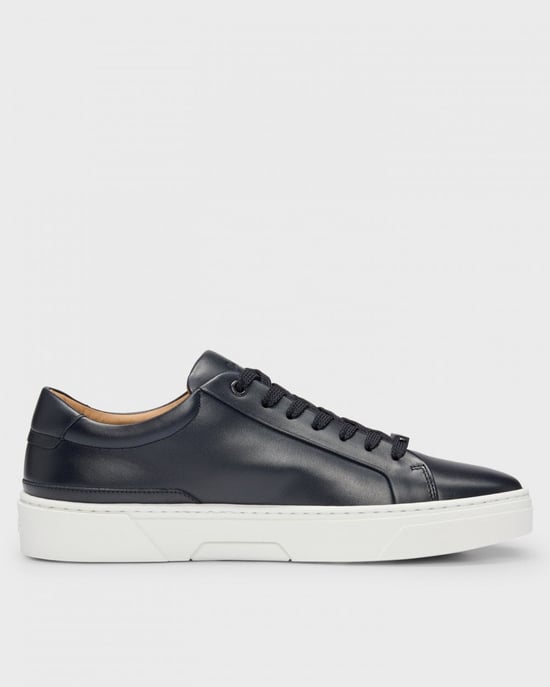 BOSS Orange Gary Tenn Mens Leather Low-Top Trainers with Branded Lace Loop NOS - Image 3