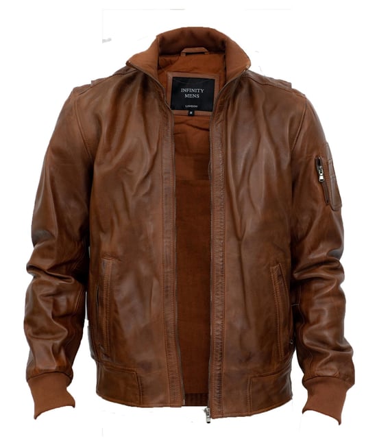 Mens Leather Varsity Bomber Jacket-Adana