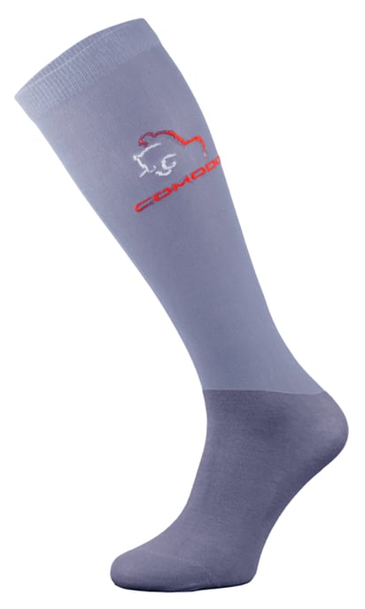 COMODO - Femme Chaussettes Equitation | Chaussettes Hautes Longues pour Eté - Gris Clair - Image 1