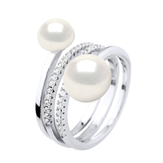 Ring DUO Beads Freshwater 7 and 9 mm White Jewelry 925