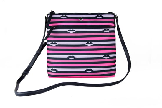 Kate Spade Women's Jae Nylon Leather Flat Pink Striped Multi Crossbody HandBag Purse