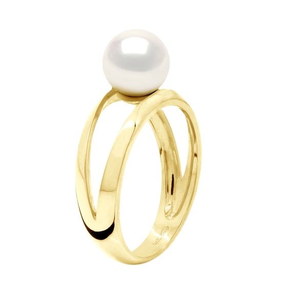 Ring – Gelbgold 375 – echte Süßwasser-Zuchtperle, rund 8–9 mm - Image 1