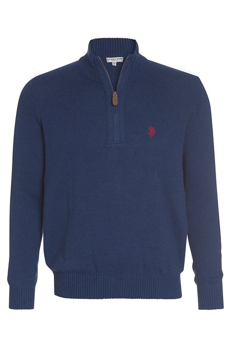 U.S. POLO ASSN. Herren Zip Troyer – Pullover mit Stehkragen – Eleganter Langarm Strickpullover in Jeansblau