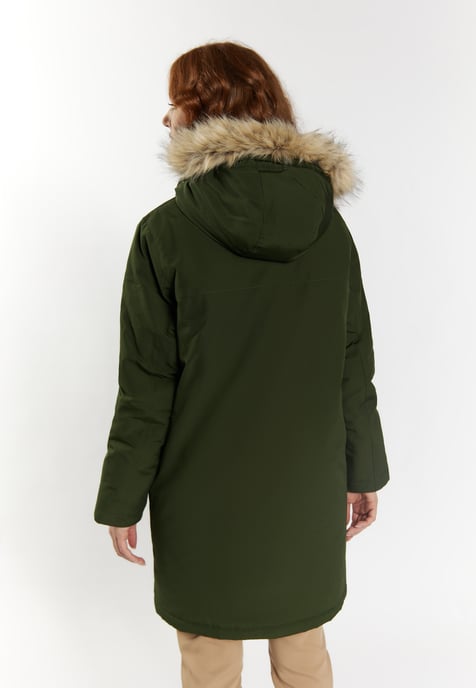 Dreimaster Winterparka mit Kunstfell Damen dunkelgrün - Image 4
