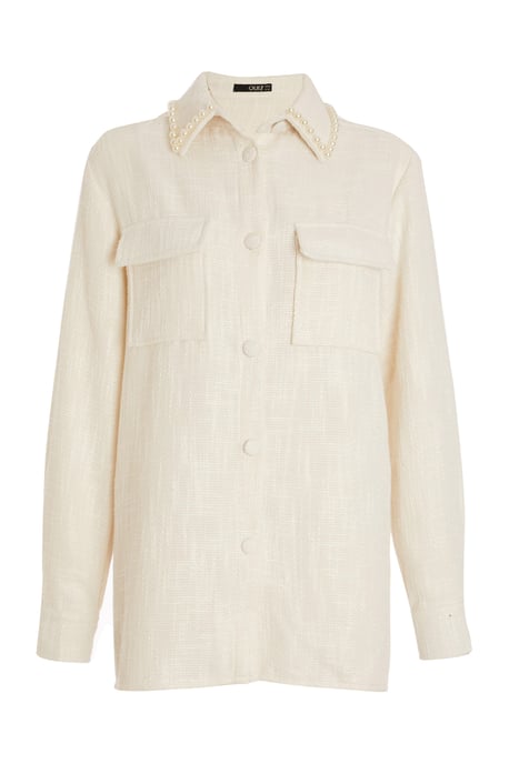 Petite Cream Tweed Shacket