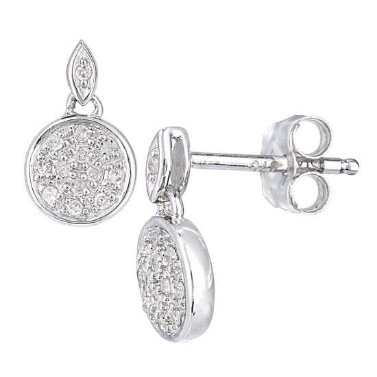 9ct White Gold Diamond Drop Earrings