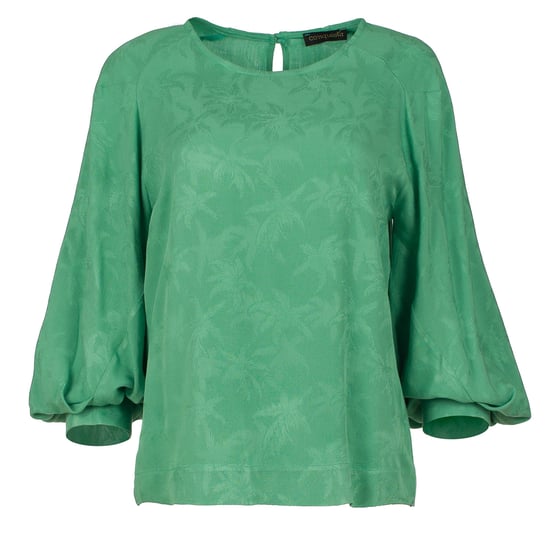 Green Jacquard Top with Bishop Sleeves