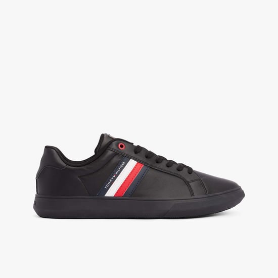 Herren Tommy Hilfiger Essential Leder Cupsole Sneakers in Schwarz - Image 1