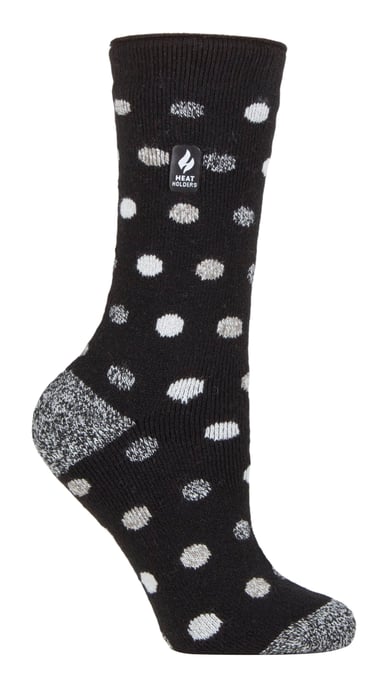 Heat Holders Lite - Womens isoliert thermische Socken | Mehrere Designs einschließlich Argyle Streifen Herzen Sterne | Warme Socken für den Winter - Schwarz / Weiß (Malaga) - Image 1