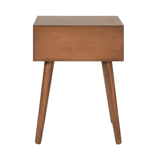 Red Pine Wood Tapered Leg 1-Drawer Side Table