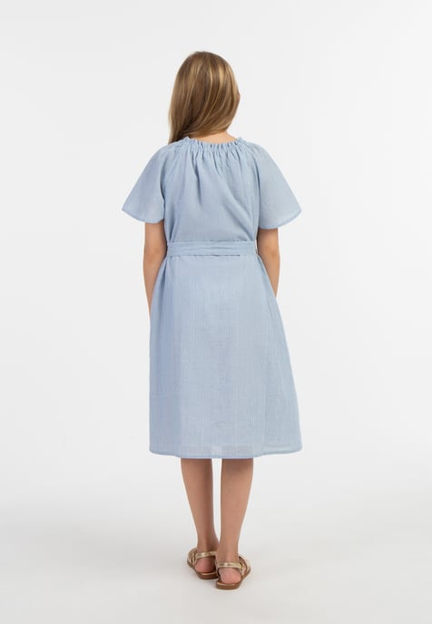 Dreimaster Sommerkleid Mädchen Hellblaue Dünne Streifen - Image 3