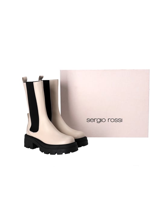 Sergio Rossi Milla Plateau-Stiefel aus weißem Leder - Image 6