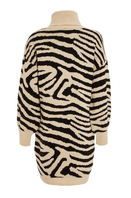 Stone Animal Print Knitted Jumper Dress