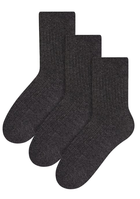 3 Paar Herren Wollsocken | Steven | Winter Leichtgewichtige Warme Stiefelsocken - Charcoal - Image 1
