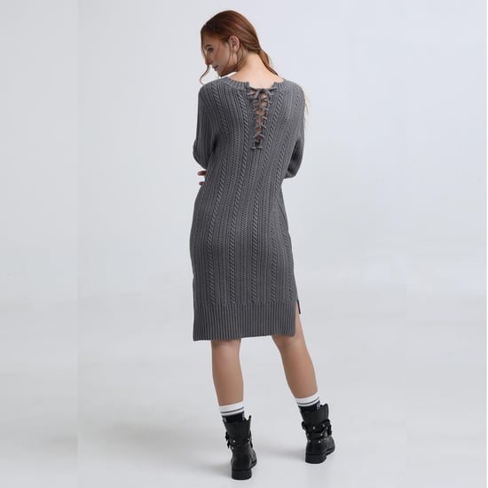 Schnürung im Rücken Pullover Kleid - Image 5