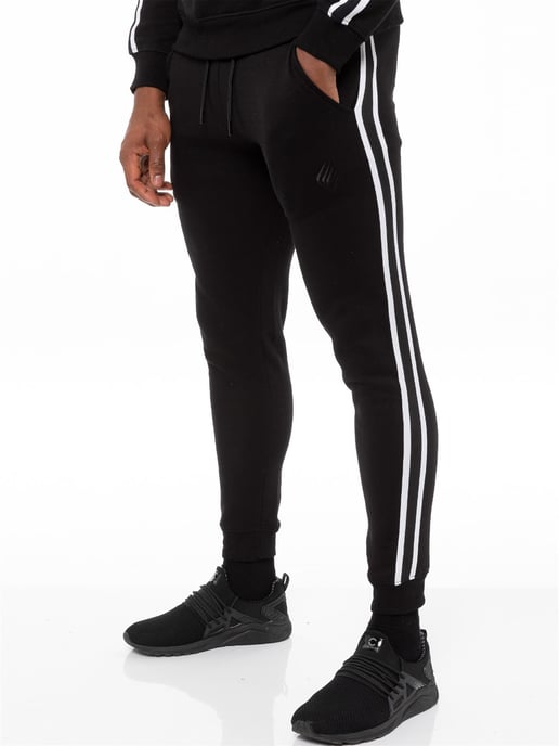Enzo | Herren Zip Up Tape Hoodie Trainingsanzug Set - Schwarz - Image 5