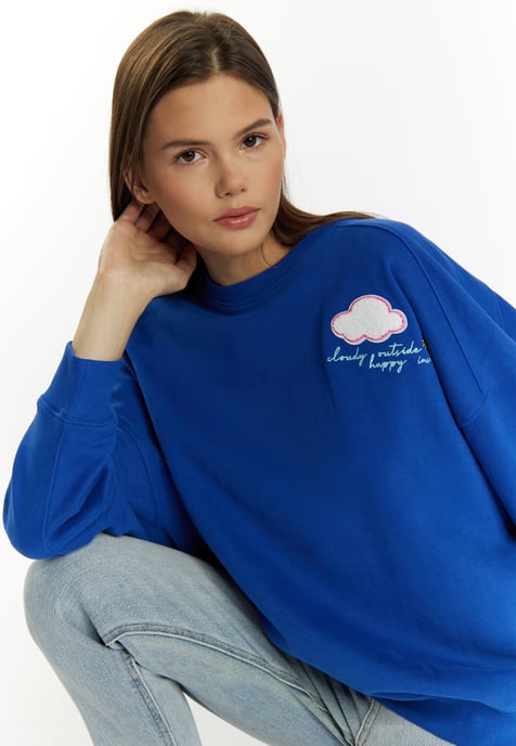 Mymo Sweatshirt mit Rundhalsausschnitt Damen royalblau - Image 5