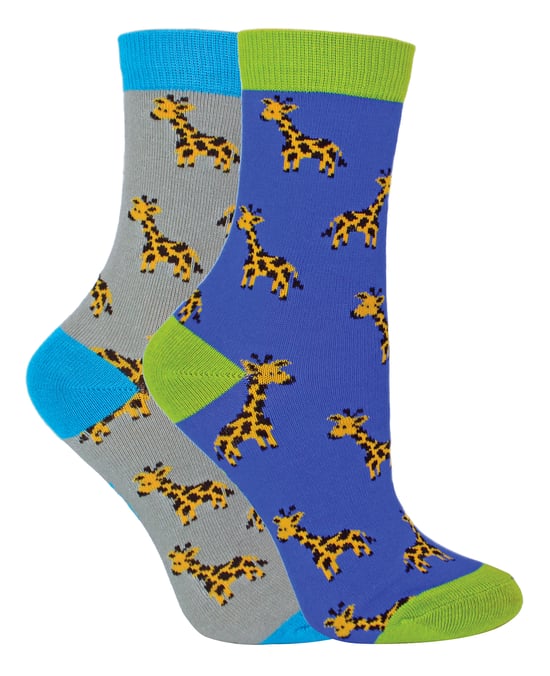 Herr Heron - 2 Paar Socken aus Bambus mit Tiermotiven - Giraffen - Image 1