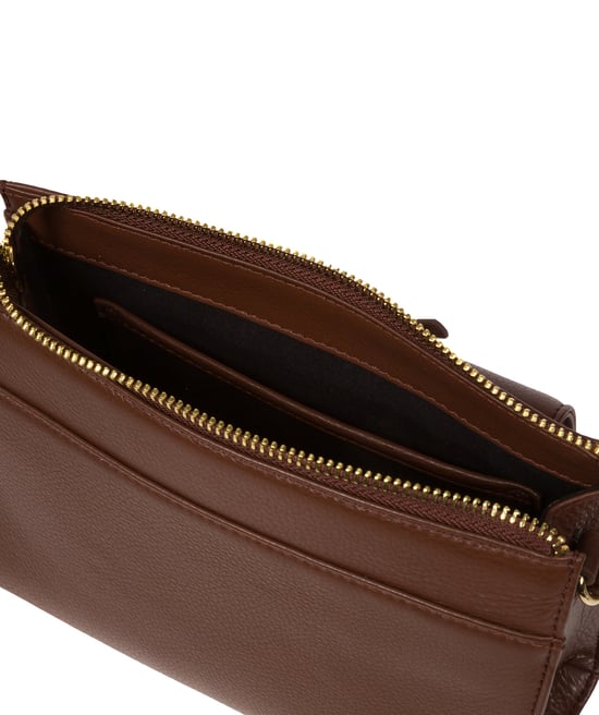'Monica' Dark Tan Nappa Leather Cross Body Bag