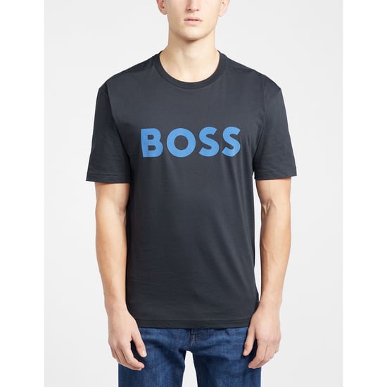 Men's Hugo Boss Cotton-Jersey Tee1 Logo Print T-Shirt in Navy