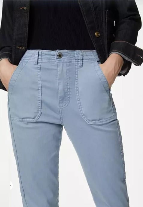 M&S Collection Damen Baumwollmischung Slim Fit Knöchel Grazer Jogger Himmelblau - Image 3