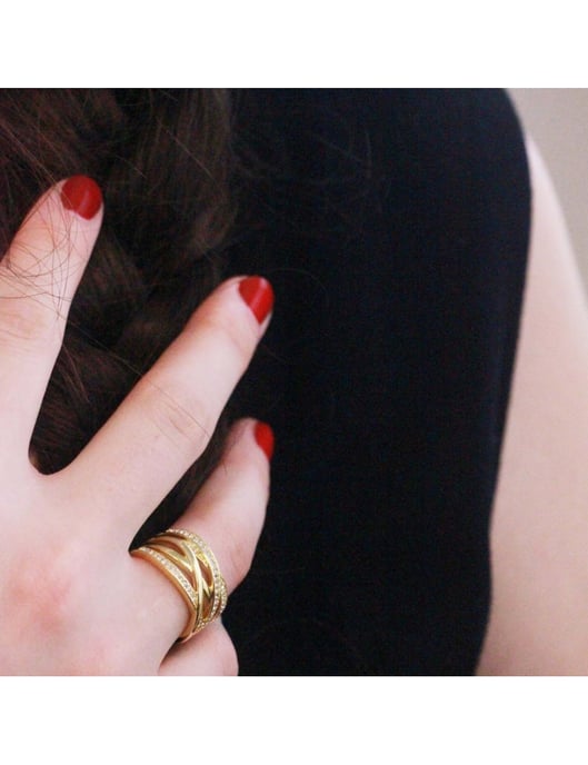 Criss Cross Ring - Gold und Kristall - Image 2