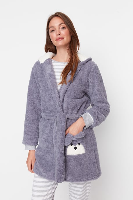 Trendyol Femmes Manche longue Col en V Court Robes de chambre - Image 1
