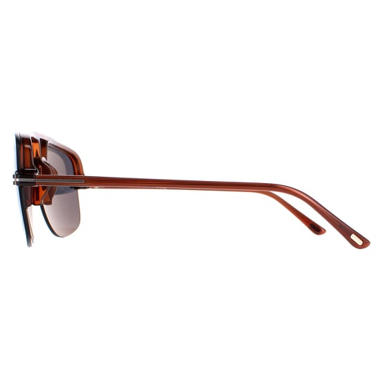 Tom Ford Aviator Herren Glänzend Hellbraun Blau Grau Hugo 02 FT1003 - Image 3