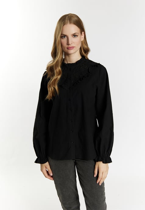 Dreimaster Langarmbluse Damen schwarz - Image 3