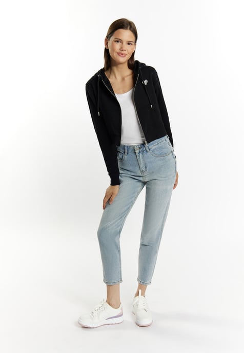 Mymo Kapuzenpullover mit Reißverschluss Damen schwarz - Image 2
