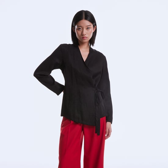Satin-Wickelbluse - Image 1