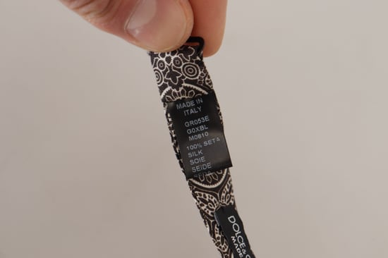 Dolce & Gabbana Black white 100% Silk Adjustable Neck Papillon Men's Tie
